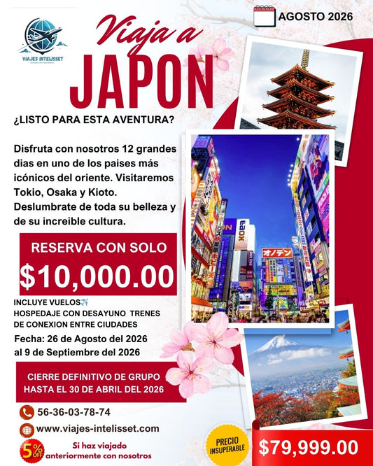 JAPÓN AGOSTO-SEPTIEMRBE 2026