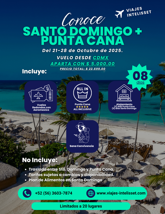 PAQUETE  PUNTA CANA+ SANTO DOMINGO+ HOTEL + VUELOS