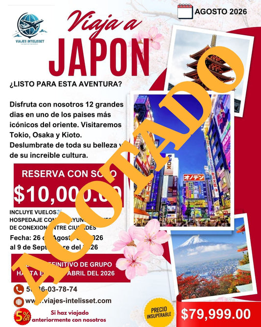 JAPÓN AGOSTO-SEPTIEMRBE 2026 AGOTADO